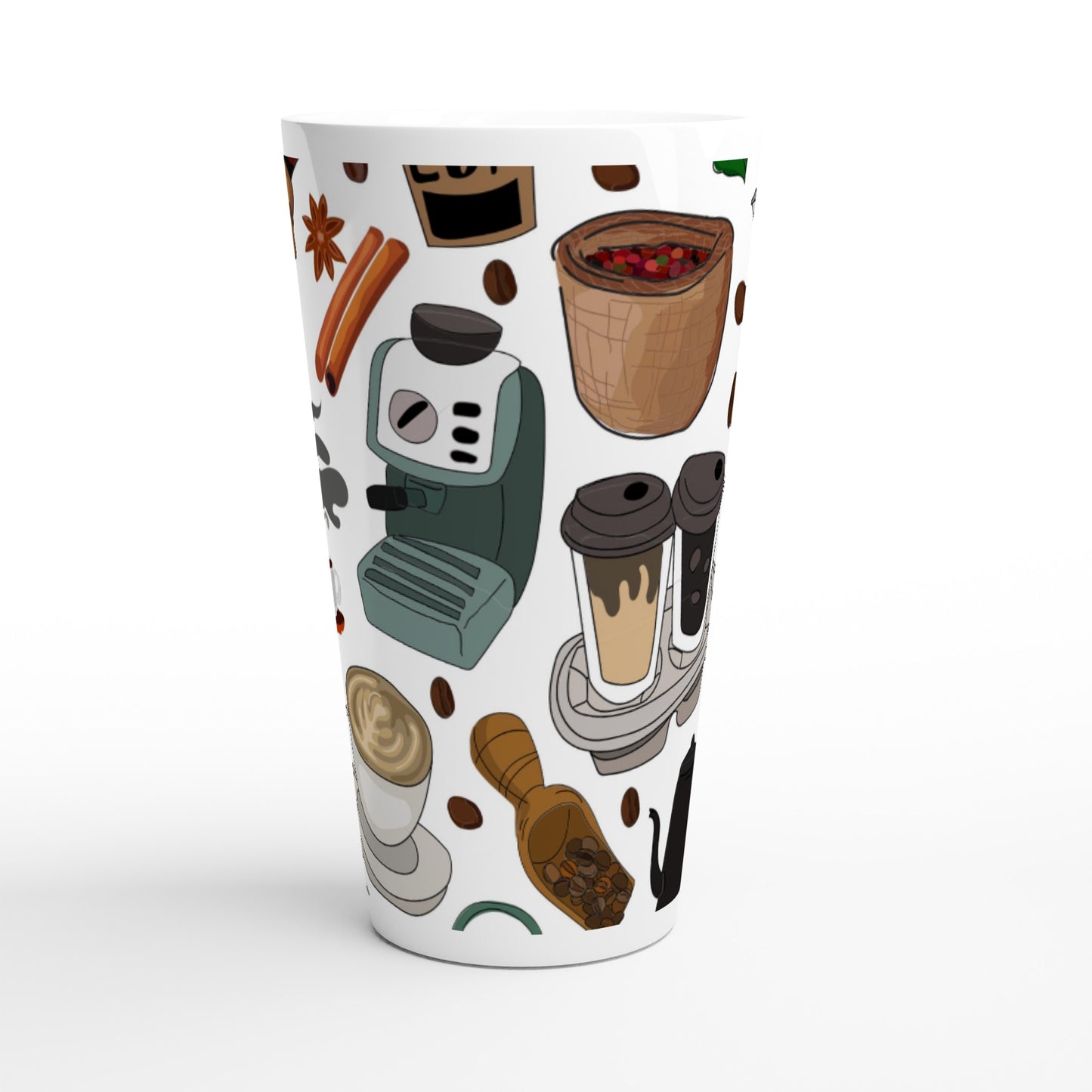 All The Coffee - White Latte 17oz Ceramic Mug Latte Mug Coffee