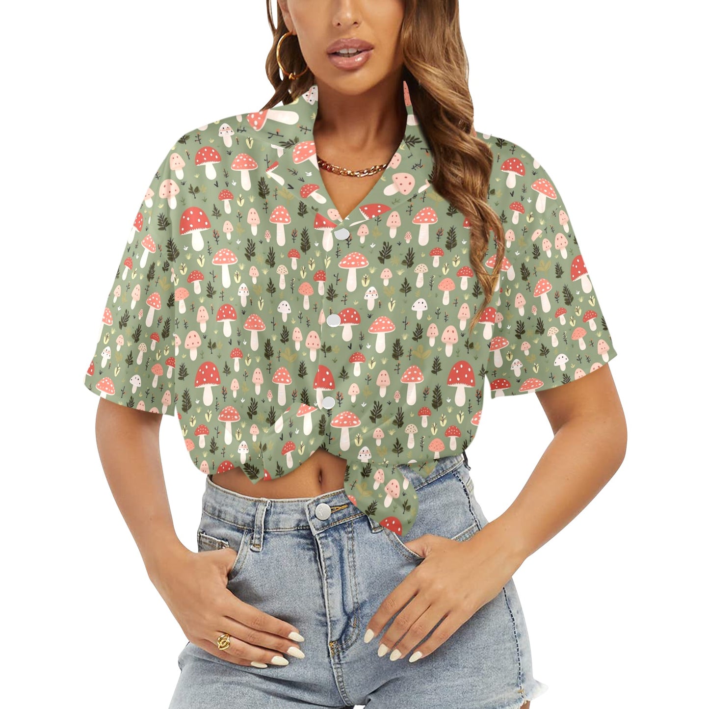 Mushroom Garden - Womens Hawaiian Shirt