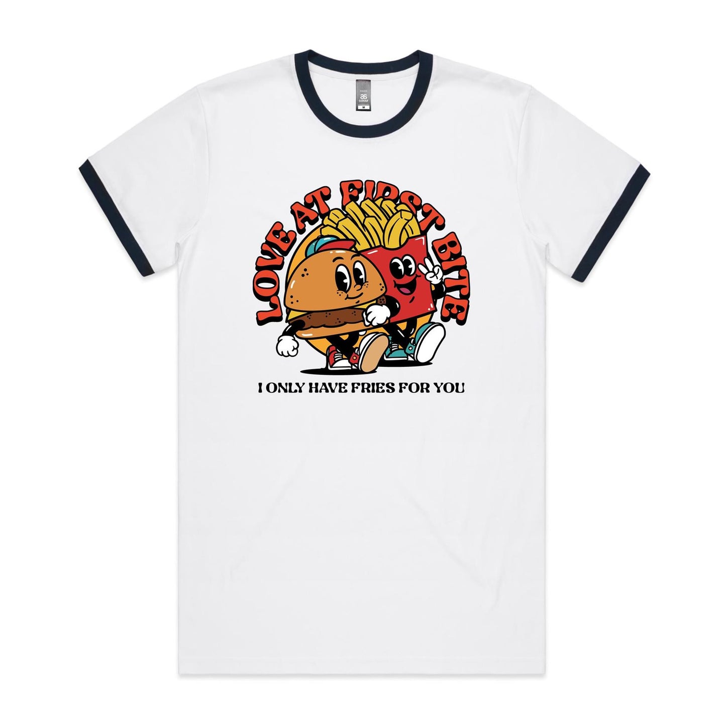 Love At First Bite, Hamburger And Fries - Staple Ringer Tee