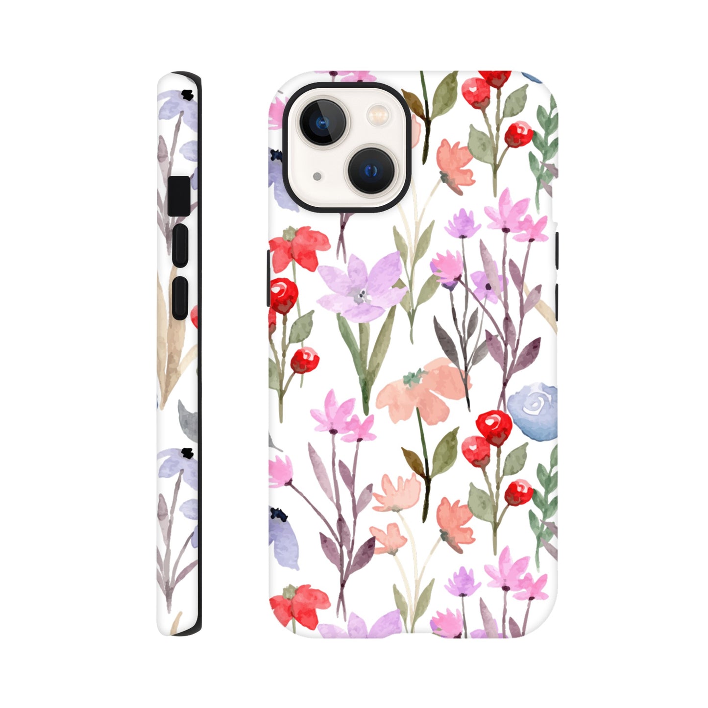 Watercolour Flowers - Phone Tough Case iPhone 13 Phone Case Globally Fulfilled Plants