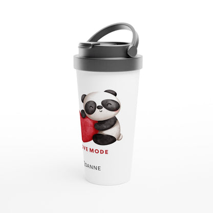 Panda Love Mode - White 15oz Stainless Steel Travel Mug Travel Mug Globally Fulfilled