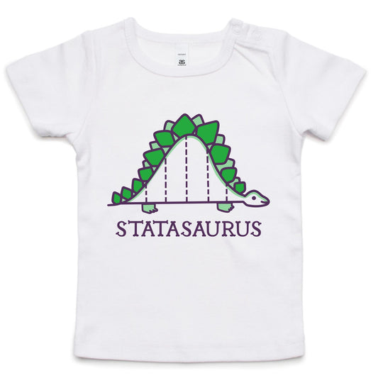 Statasaurus - Baby T-shirt White Baby T-shirt animal Maths Printed In Australia