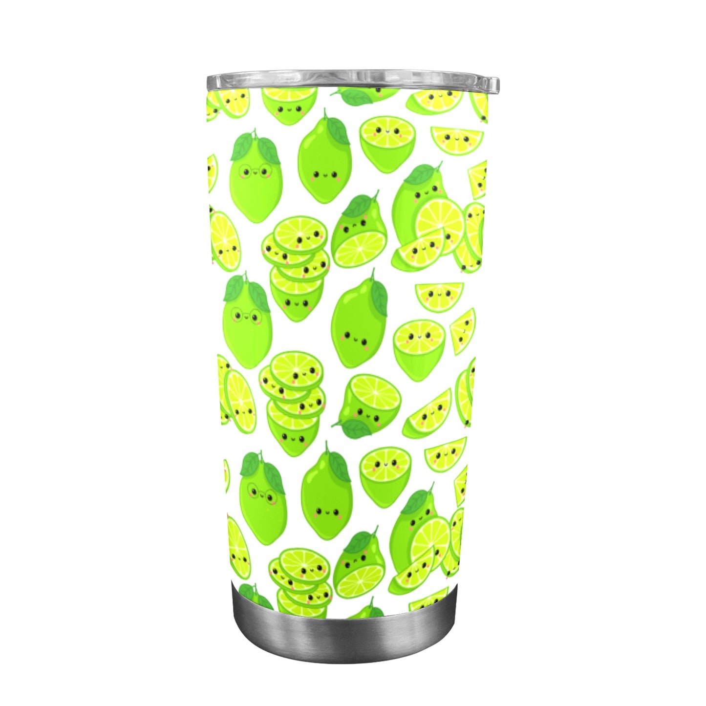 Cute Limes - 20oz Travel Mug with Clear Lid Clear Lid Travel Mug Food Printed Offshore