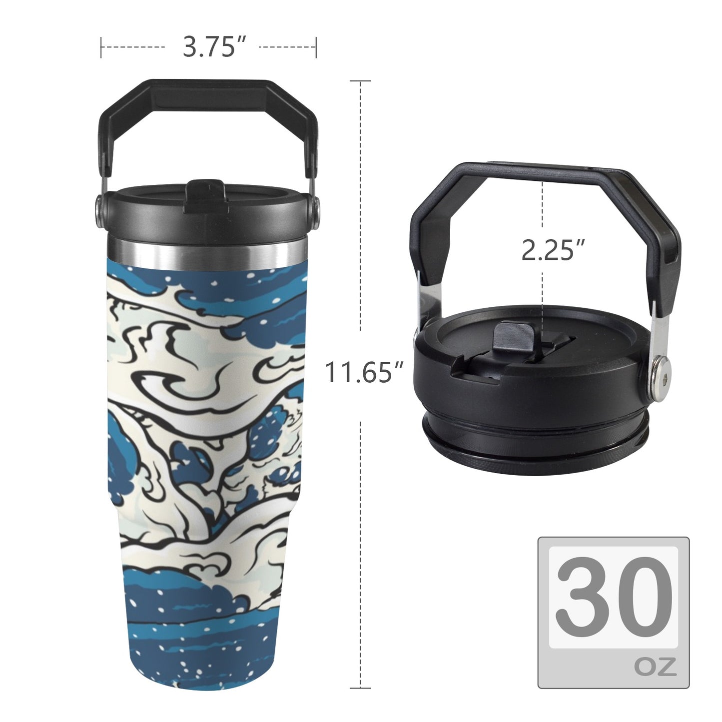 Waves - 30oz Tumbler with Top Handle