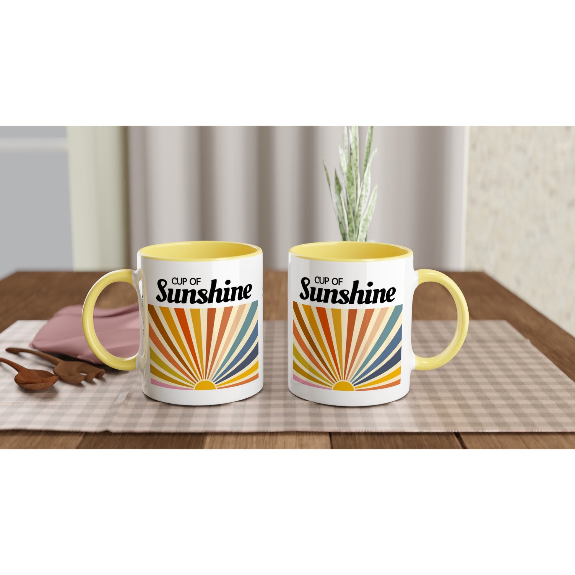 Cup Of Sunshine - White 11oz Ceramic Mug with Colour Inside Colour 11oz Mug Globally Fulfilled retro