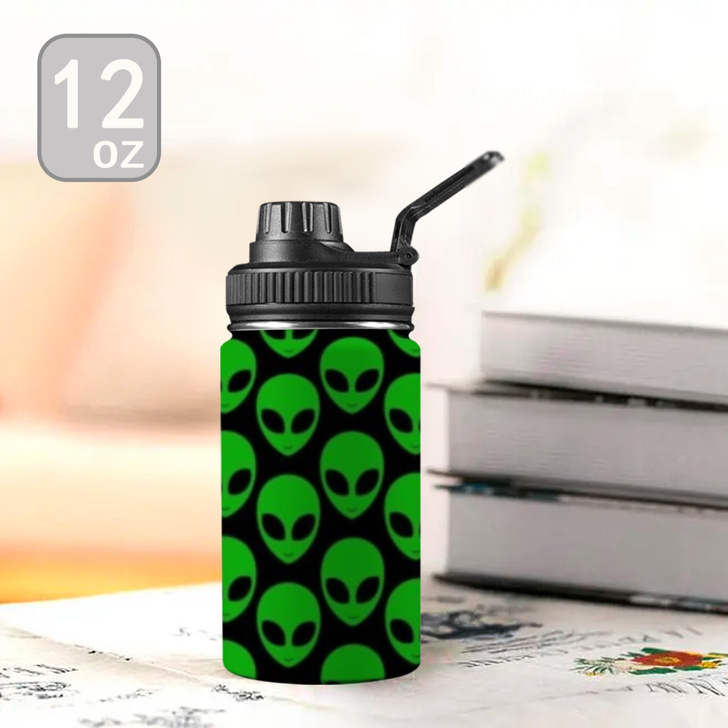 Aliens - Kids Water Bottle with Chug Lid (12 oz) Kids Water Bottle with Chug Lid Printed Offshore Sci Fi