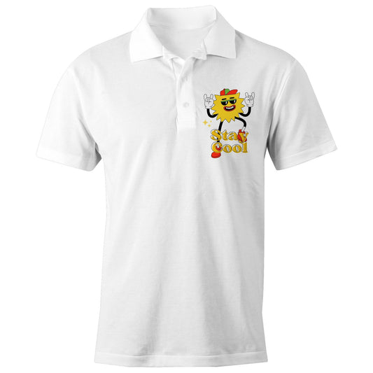 Stay Cool - Chad S/S Polo Shirt, Printed White Polo Shirt Retro