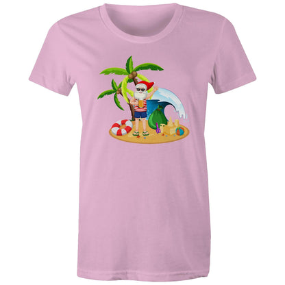 Summer Surf Santa - Womens T-shirt