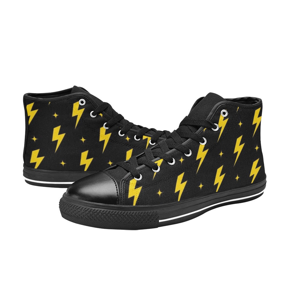 Yellow Lightning - Kids High Top Canvas Shoes