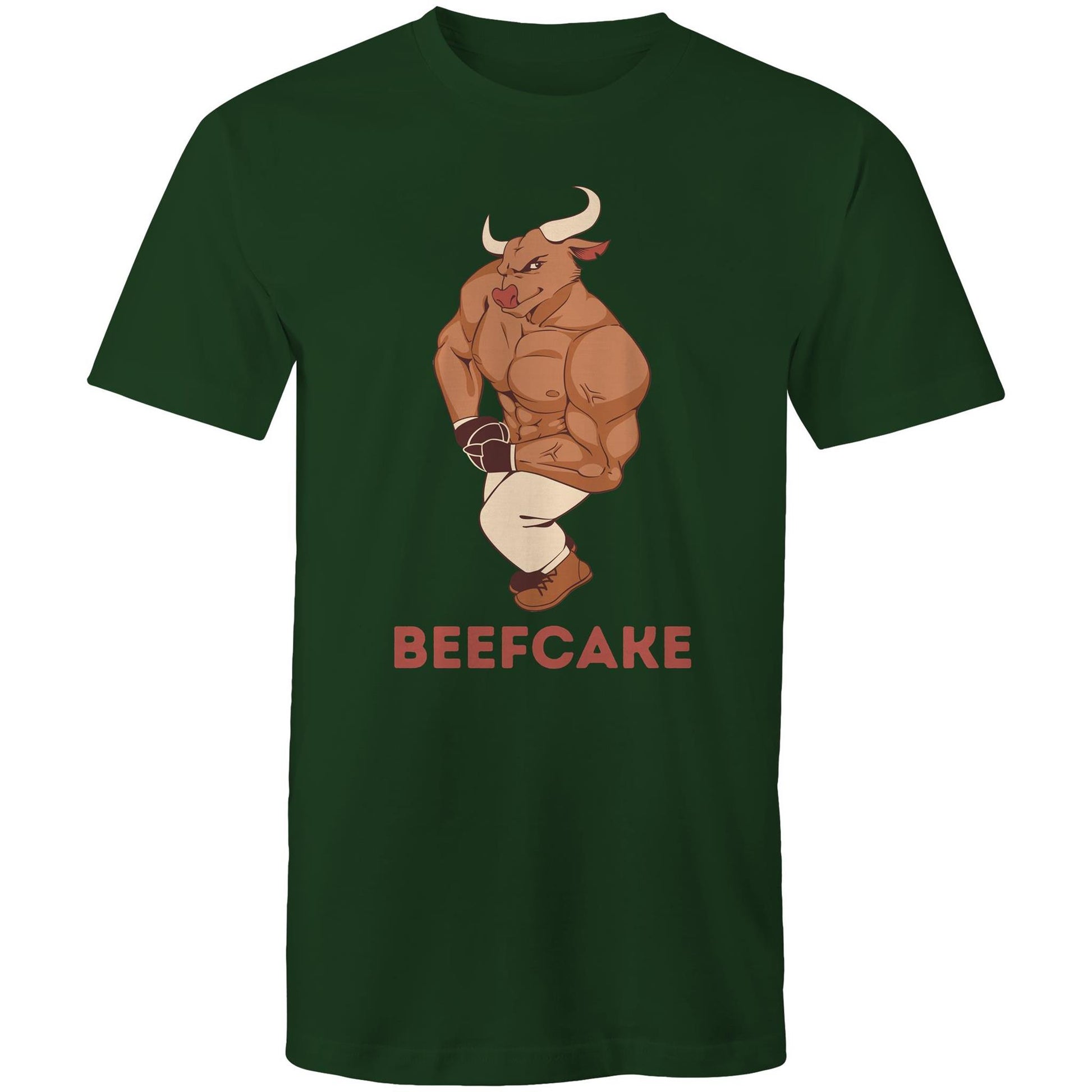Beefcake, Bull, Gym - Mens T-Shirt Forest Green Fitness T-shirt Fitness