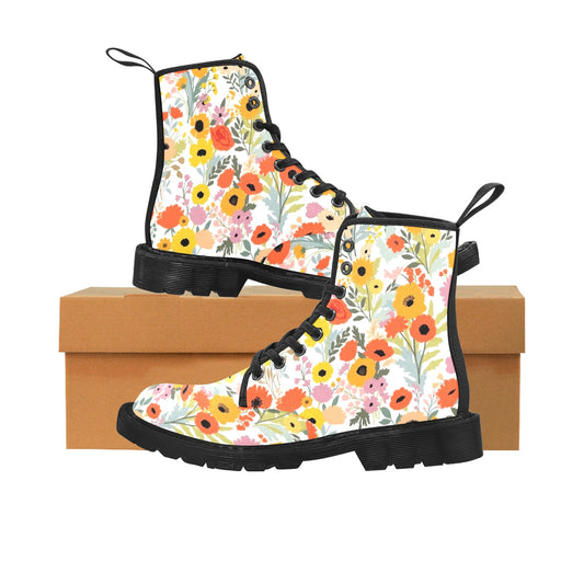 Fun Floral - Martin Boots for Women (Black)