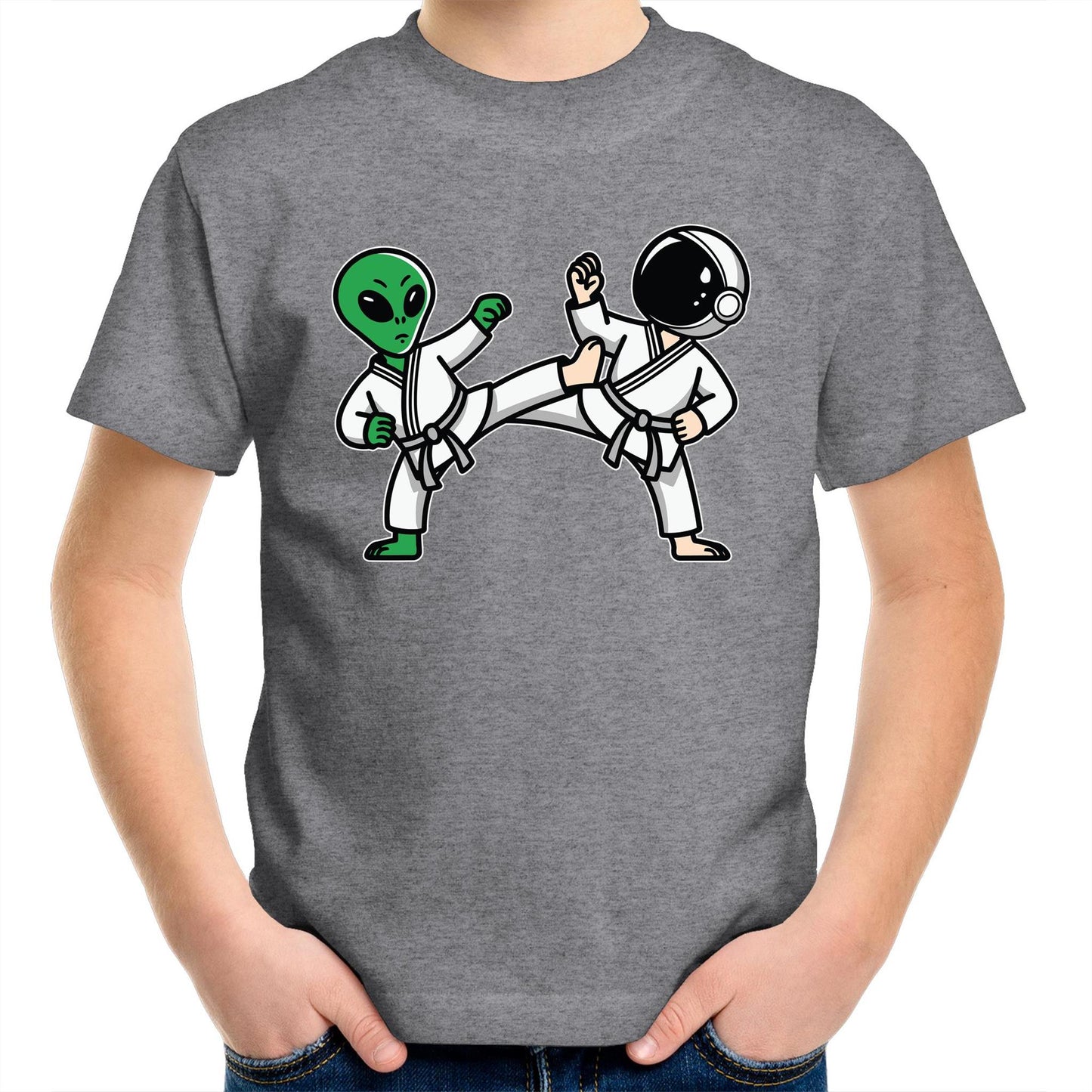 Alien And Astronaut Karate - Kids Youth T-Shirt