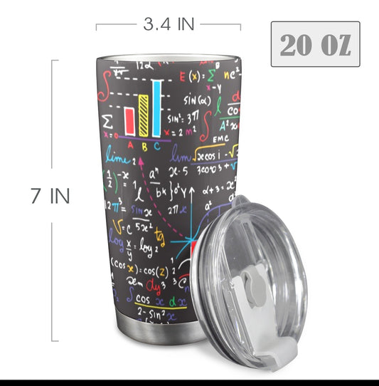 Colourful Maths Formulas - 20oz Travel Mug with Clear Lid Clear Lid Travel Mug Maths Science