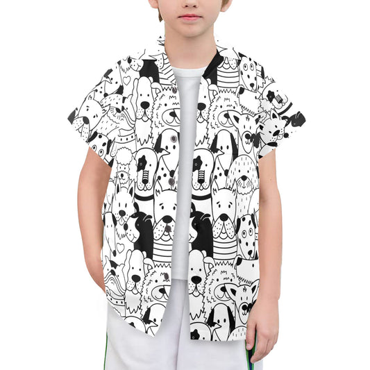 Black And White Dogs - Senior Boys Hawaiian Shirt