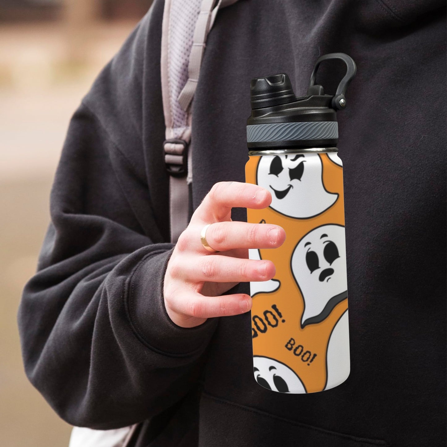 Ghost Boo - Insulated Water Bottle with Dual-Use Lid (18oz) Insulated Water Bottle with Dual-Use Lid (18oz) Printed Offshore