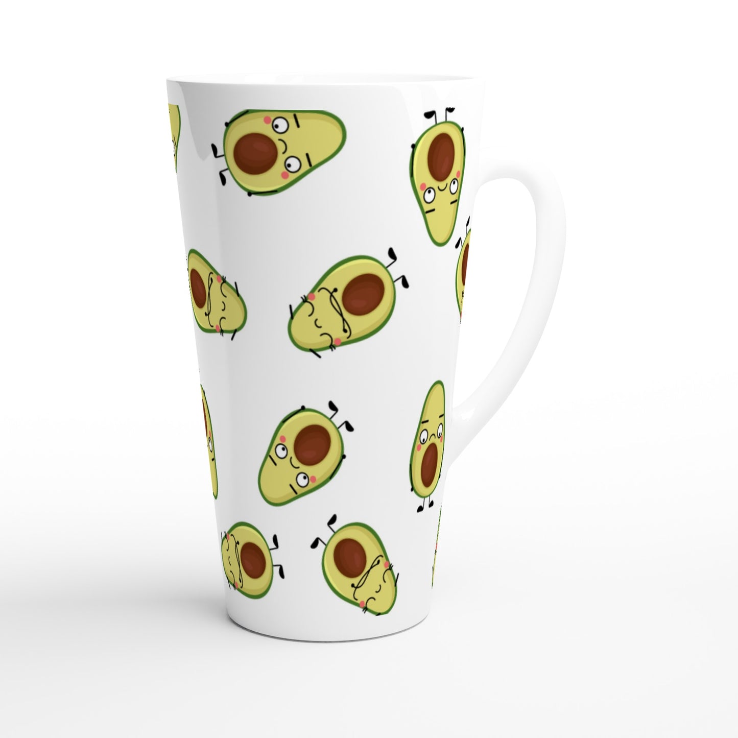 Avocado Characters - White Latte 17oz Ceramic Mug Latte Mug food Globally Fulfilled