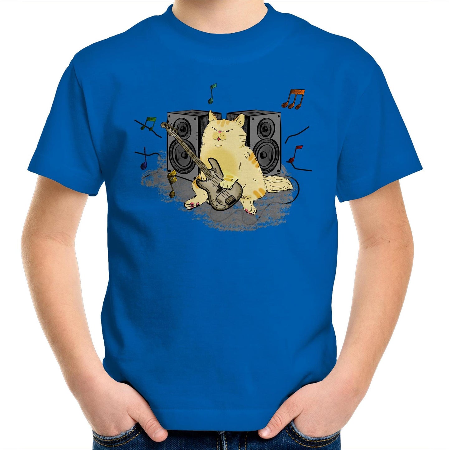 Cat Bass Player - Kids Youth T-Shirt