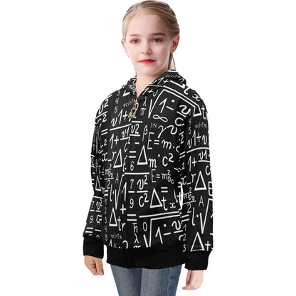 Mathematics - Big Girls' Zip Up Hoodie (Model H58)