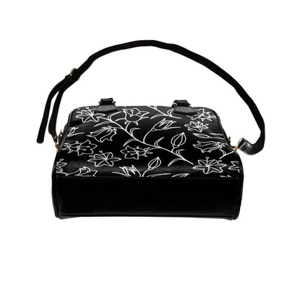 Black And White Floral - Shoulder Handbag