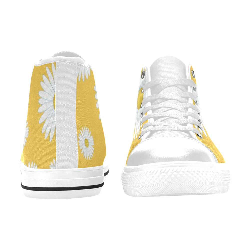 Daisy On Yellow - Women's High Top Canvas Shoes