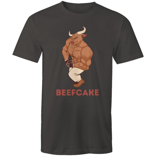 Beefcake, Bull, Gym - Mens T-Shirt Charcoal Fitness T-shirt Fitness
