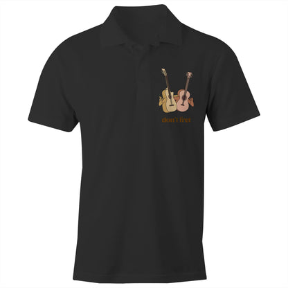 Guitars, Don't Fret - Chad S/S Polo Shirt, Printed Black Polo Shirt Music