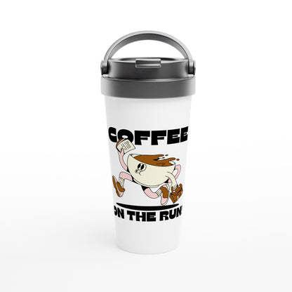 Coffee On The Run - White 15oz Stainless Steel Travel Mug Default Title Travel Mug Coffee Globally Fulfilled