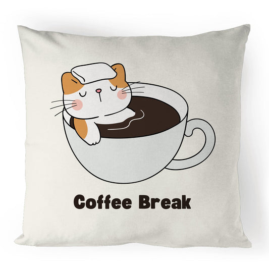 Cat Coffee Break - 100% Linen Cushion Cover Default Title Linen Cushion Cover animal Coffee