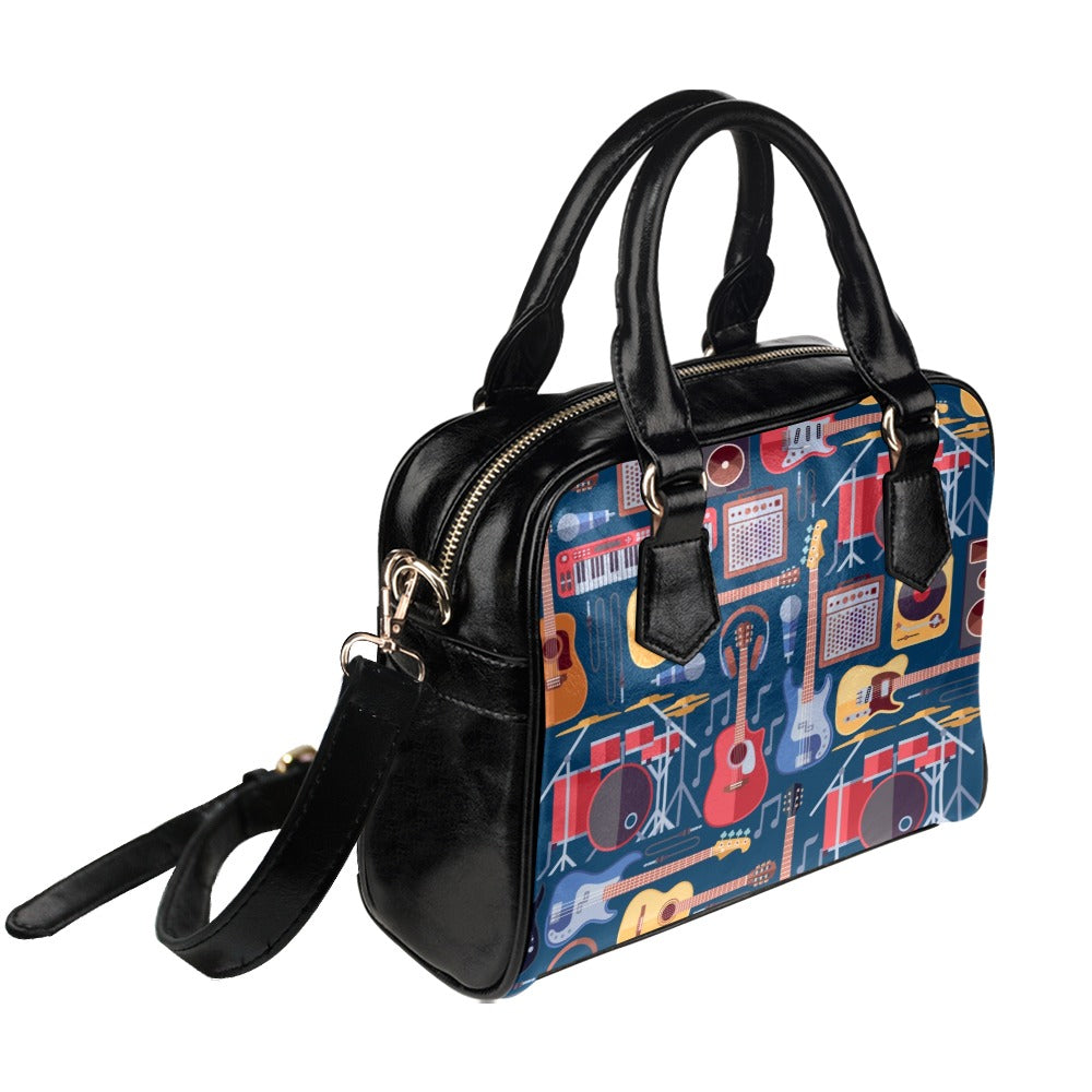 Music Instruments Blue - Shoulder Handbag