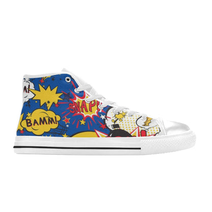 Blue Comic Book - Men's High Top Canvas Shoes