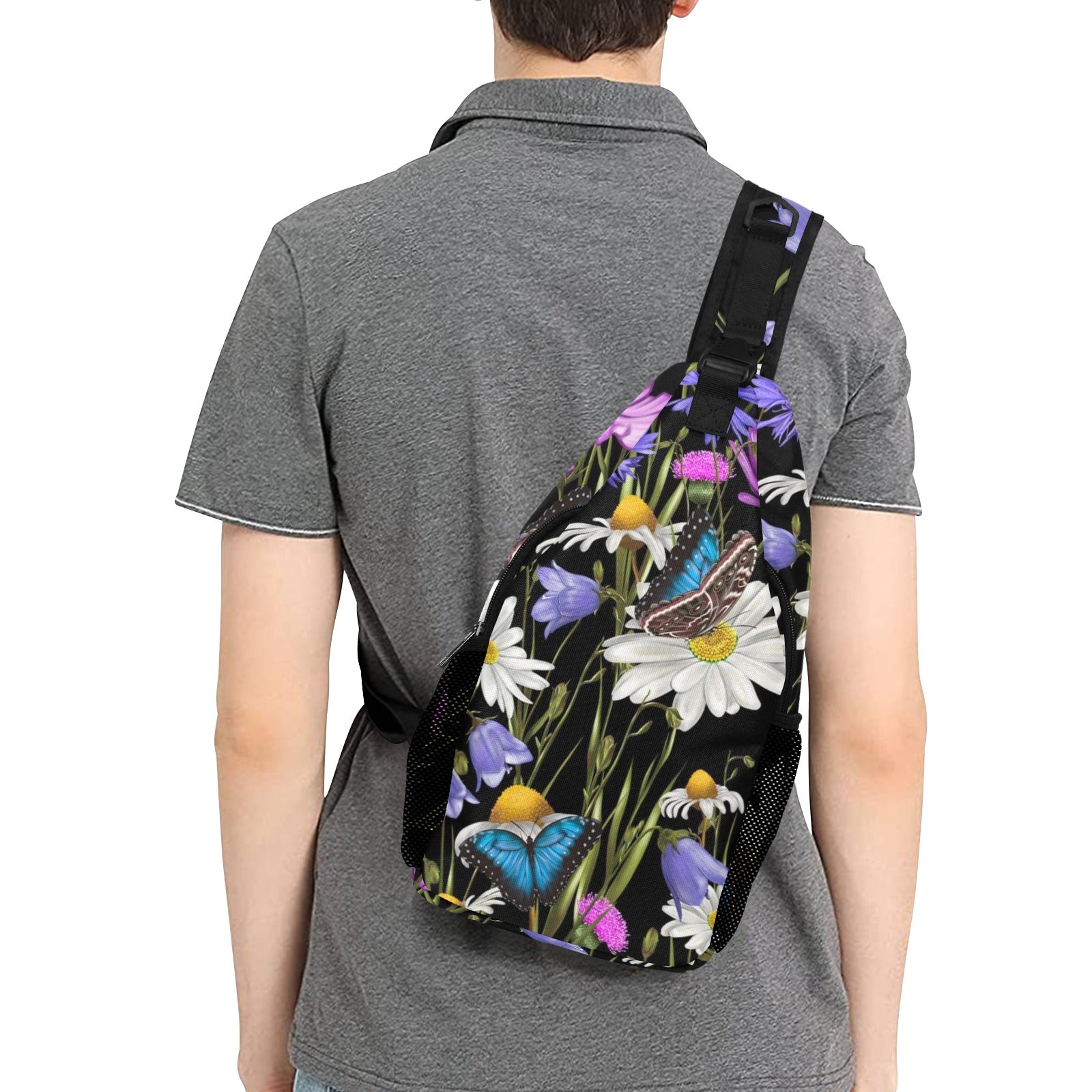 Butterfly Flowers - Cross-Body Chest Bag Cross-Body Chest Bag