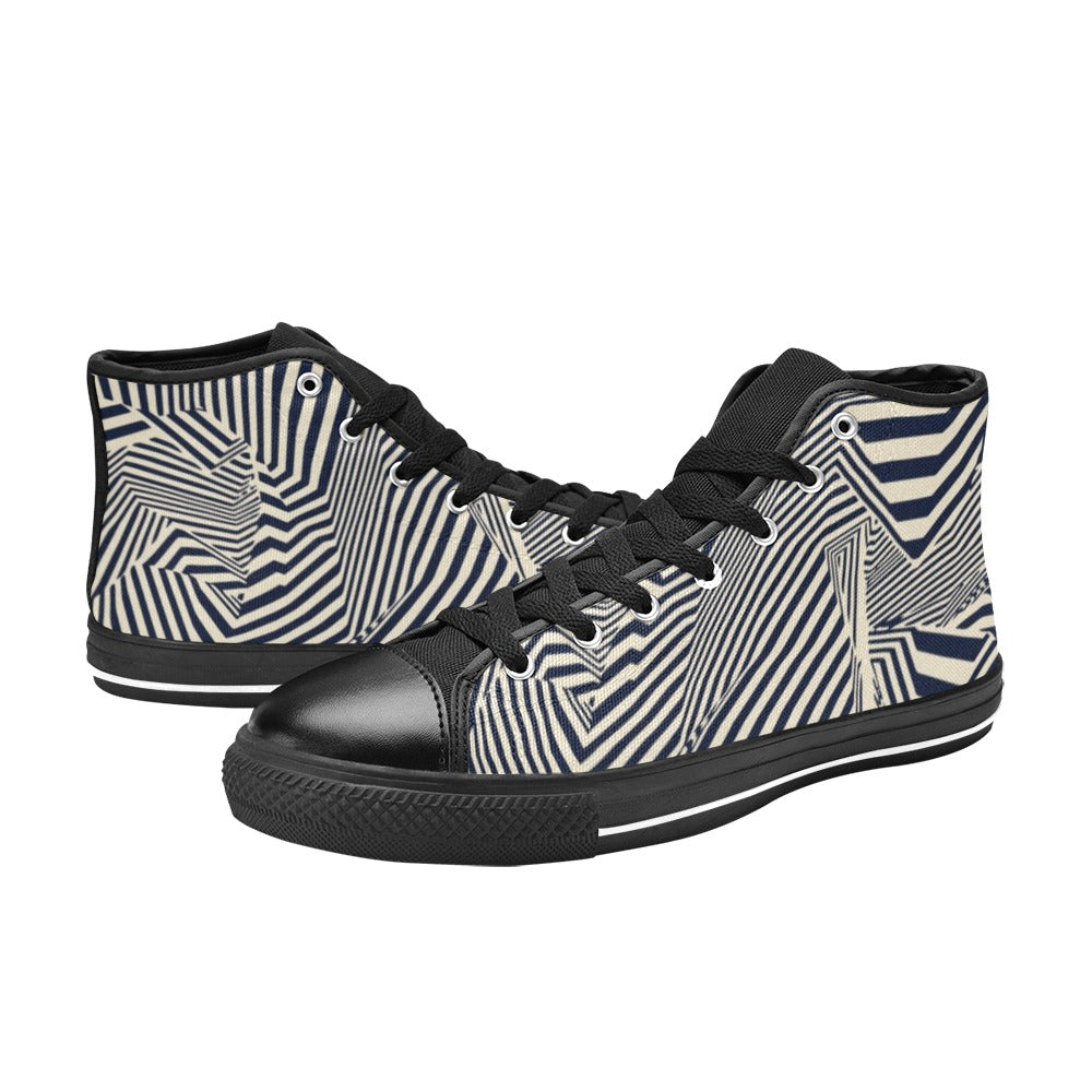 Crazy Lines - Women's High Top Canvas Shoes