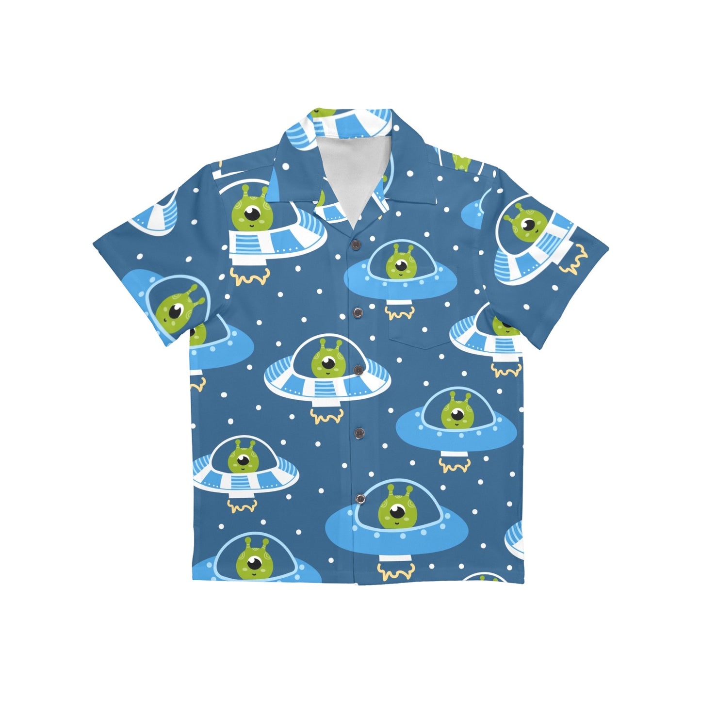 Cute Aliens in UFOs - Junior Boys Hawaiian Shirt