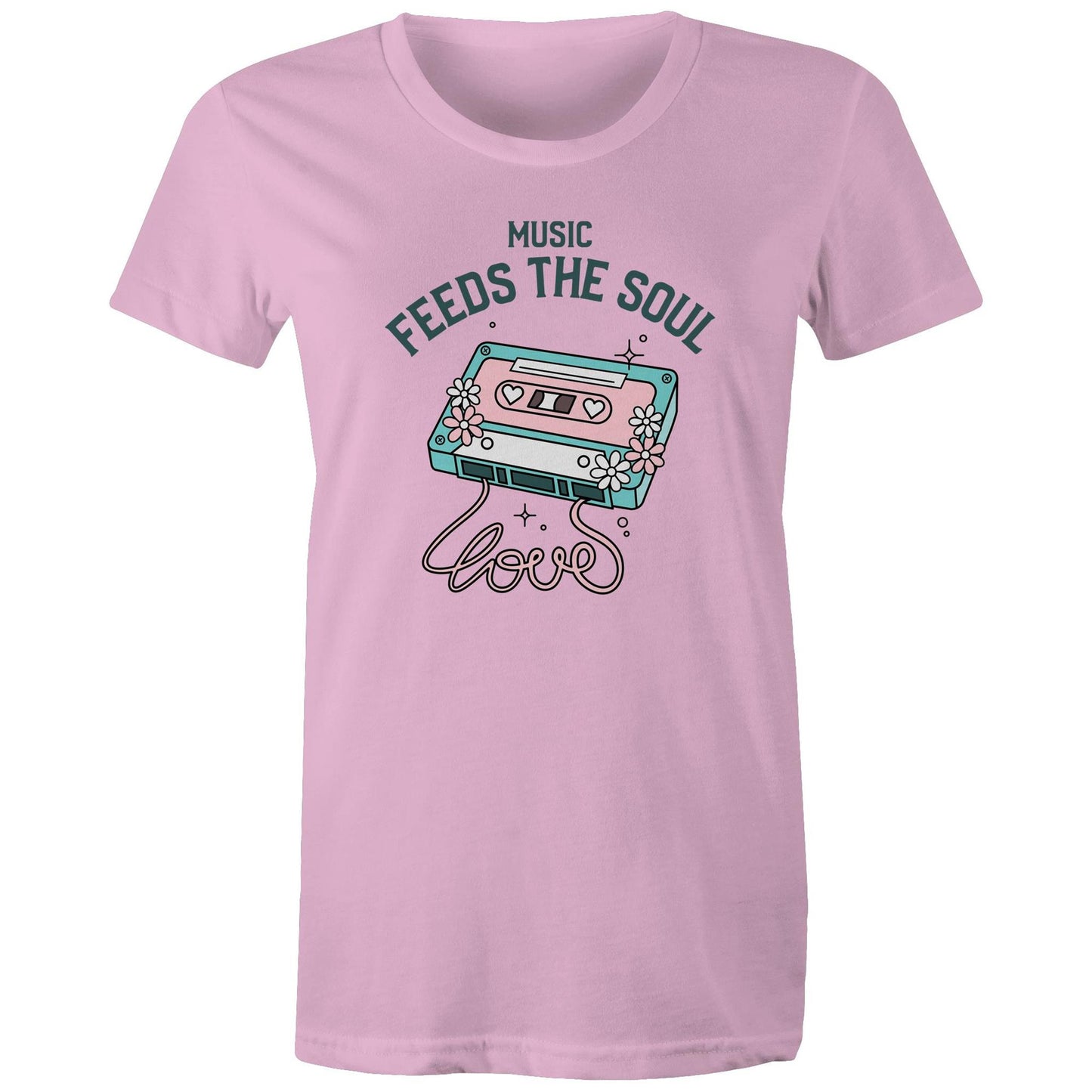 Music Feeds The Soul, Cassette Tape - Womens T-shirt