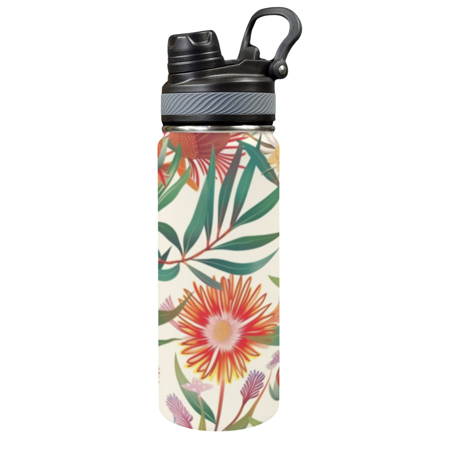 Australian Native Flora - Insulated Water Bottle with Dual-Use Lid (18oz)