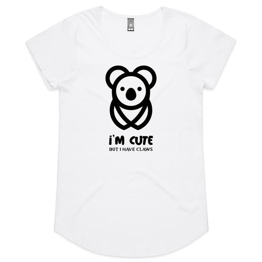 Koala, I'm Cute But I Have Claws- Womens Scoop Neck T-Shirt