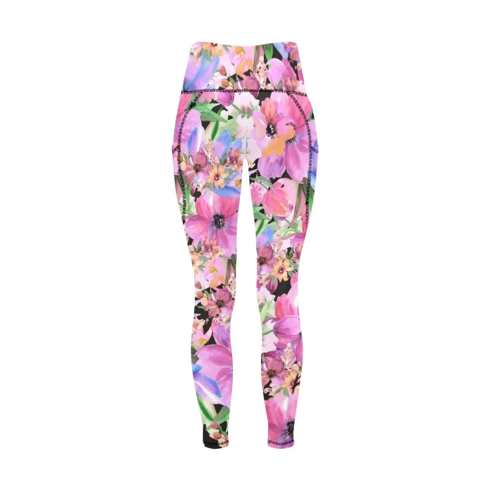 Bright Pink Floral - Women's Leggings with Pockets Women's Leggings with Pockets S - 2XL Plants