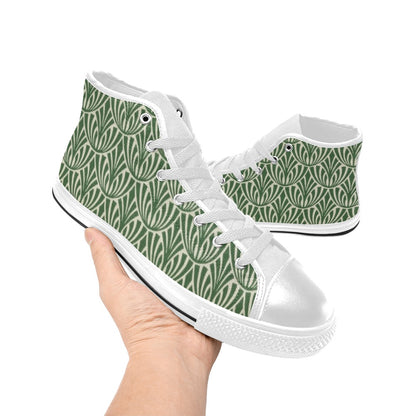 Green Pattern - Men's High Top Canvas Shoes