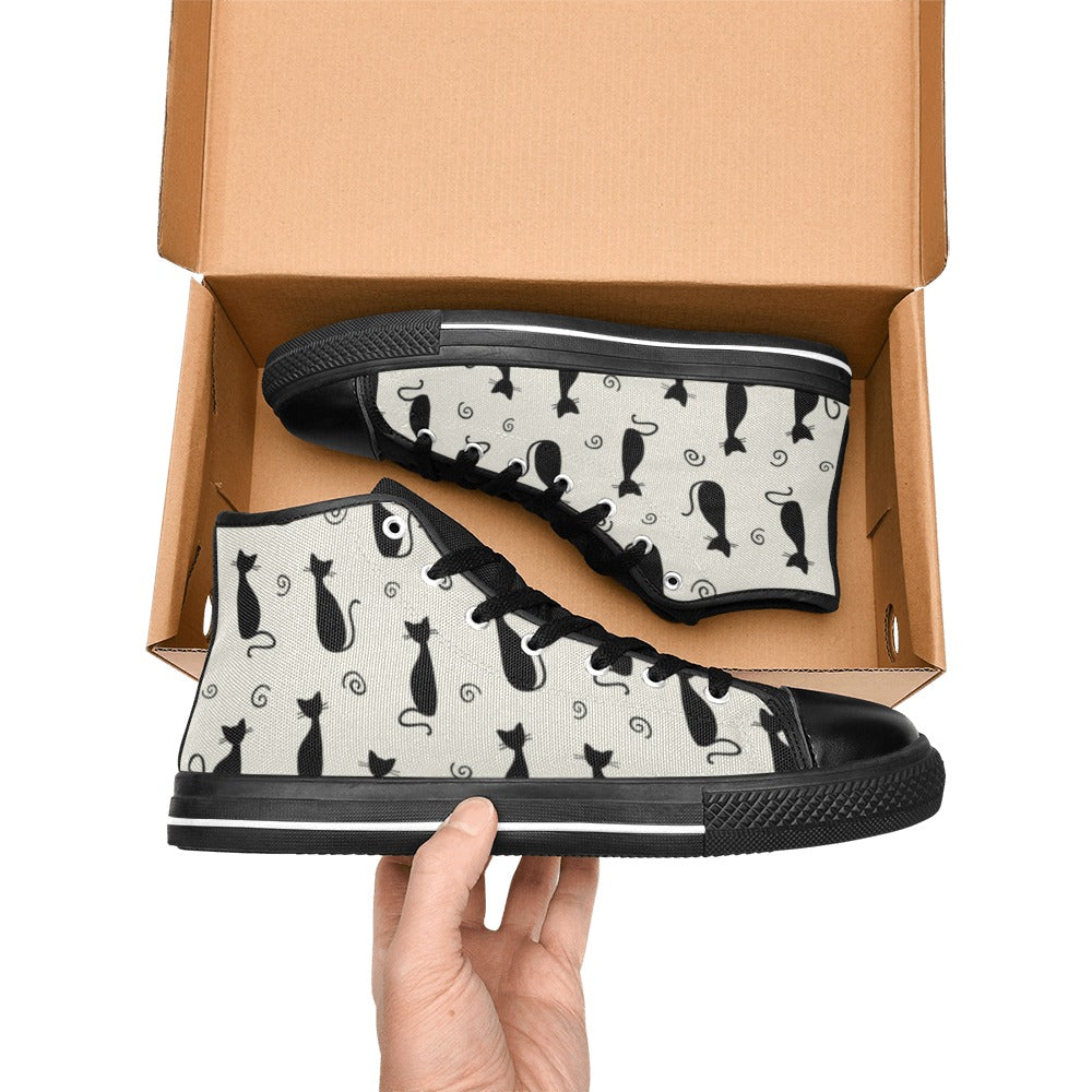 Black Cats - Women's High Top Canvas Shoes