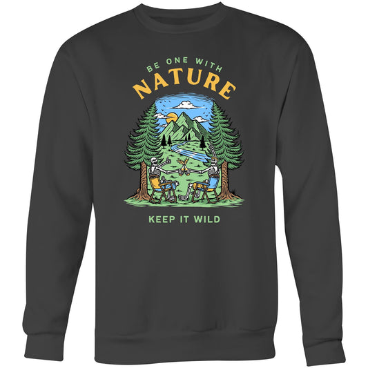 Be One With Nature, Skeleton - Crew Sweatshirt Coal Sweatshirt Environment Summer