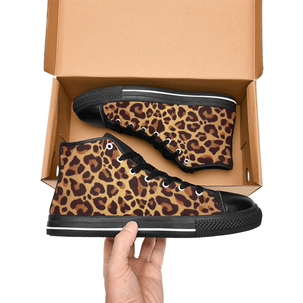 Leopard Print - Women's High Top Canvas Shoes