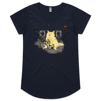 Cat Bass Player - Womens Scoop Neck T-Shirt