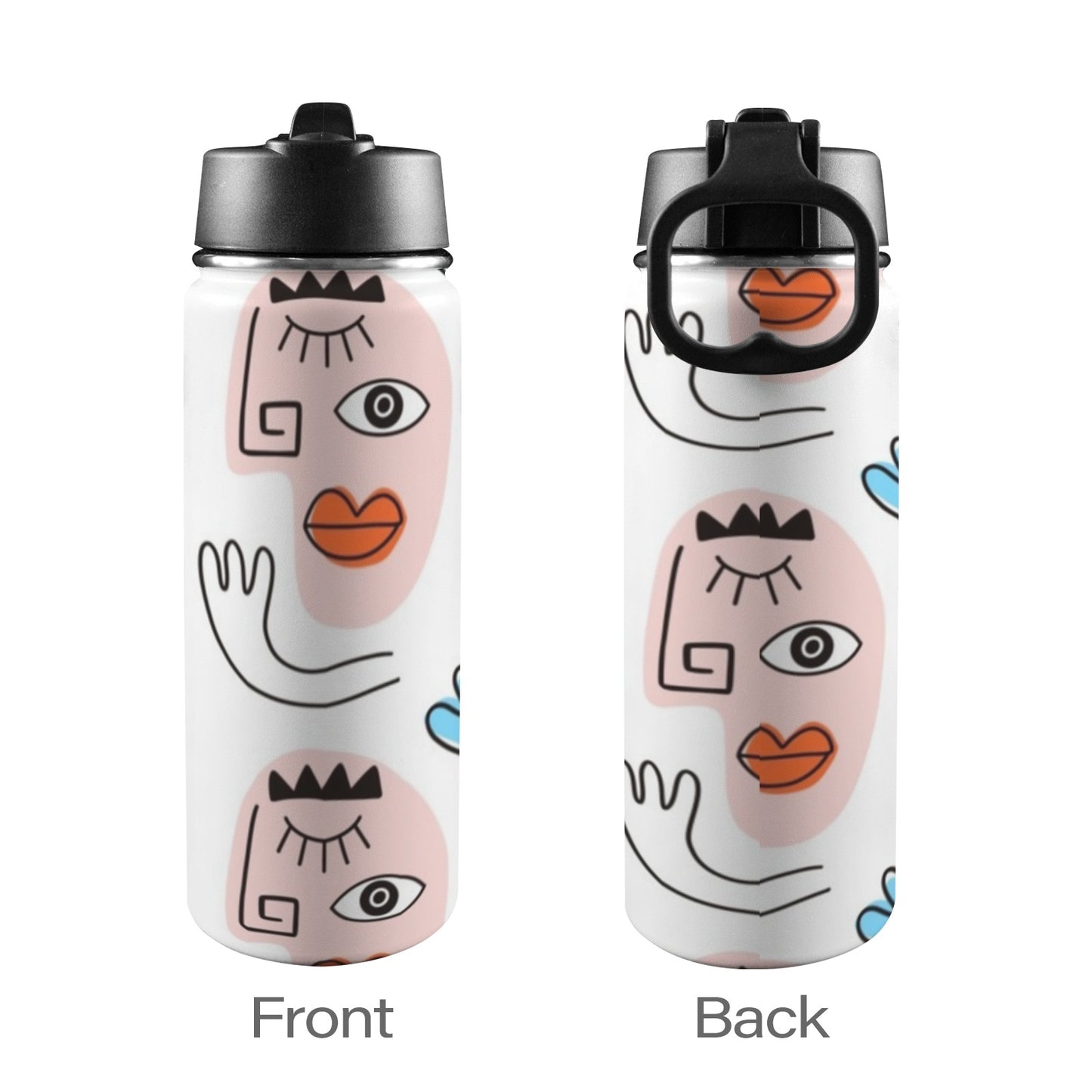 Faces - Insulated Water Bottle with Straw Lid (18oz) Insulated Water Bottle with Swing Handle Printed Offshore