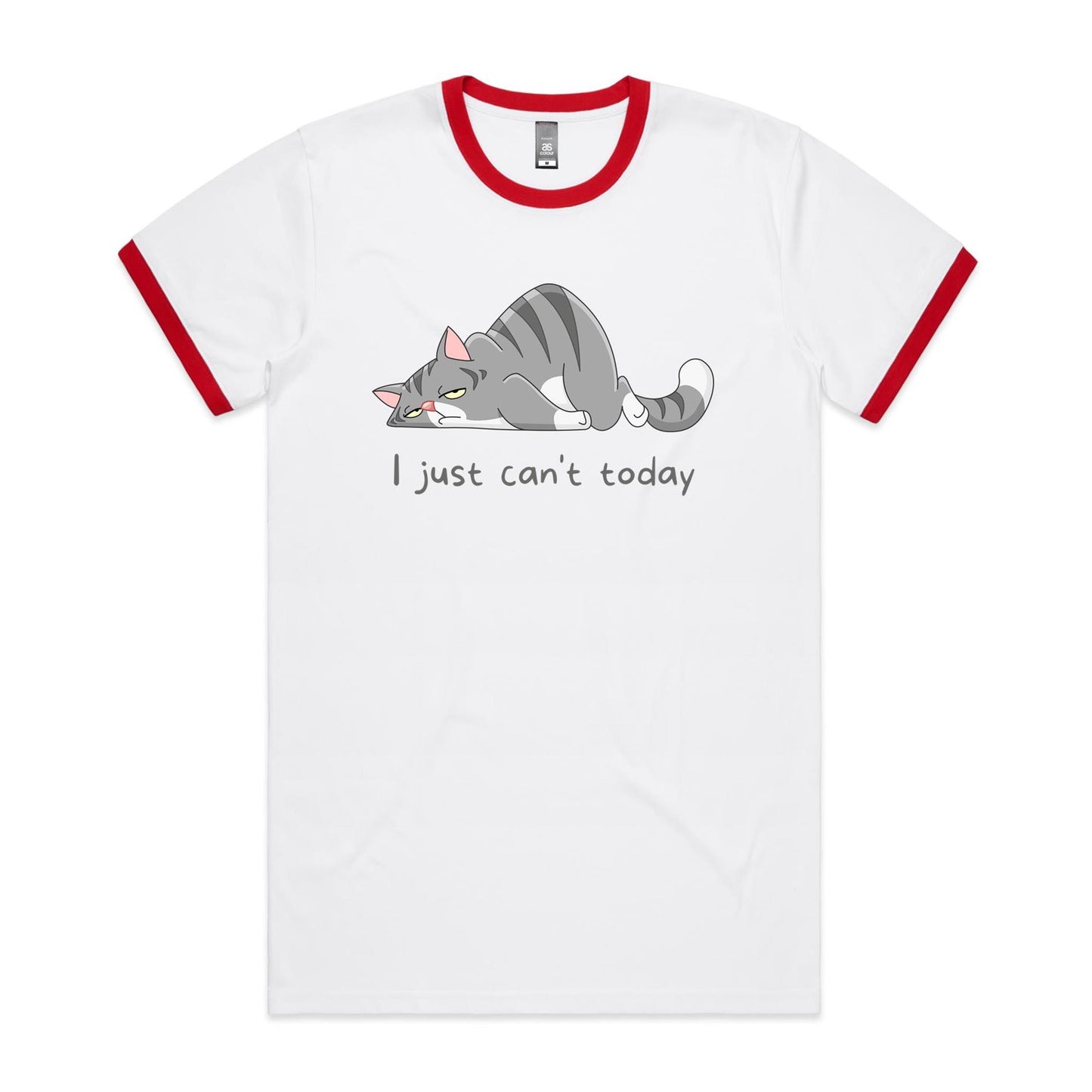 Cat, I Just Can't Today - Staple Ringer Tee