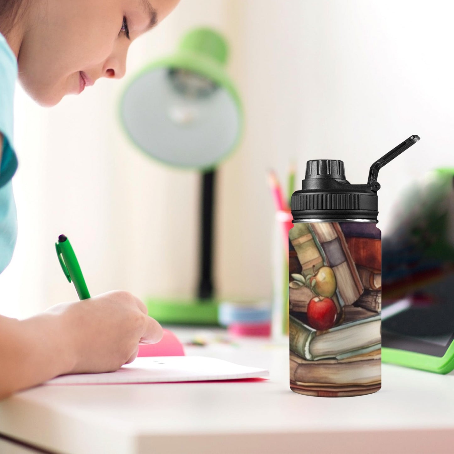 Watercolour Books - Kids Water Bottle with Chug Lid (12 oz)