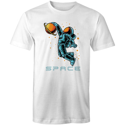 Astronaut Basketball - Mens T-Shirt White Mens T-shirt Printed In Australia Space