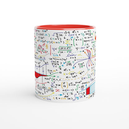 Colourful Maths Formulas - White 11oz Ceramic Mug with Colour Inside Colour 11oz Mug Globally Fulfilled Science