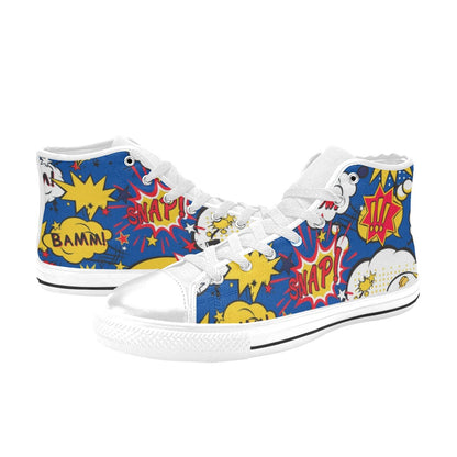 Blue Comic Book - Men's High Top Canvas Shoes