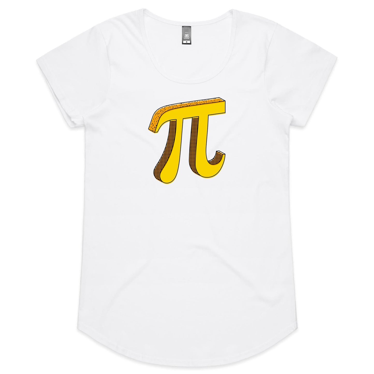 Pi - Womens Scoop Neck T-Shirt White Womens Scoop Neck T-shirt Maths Printed In Australia Science