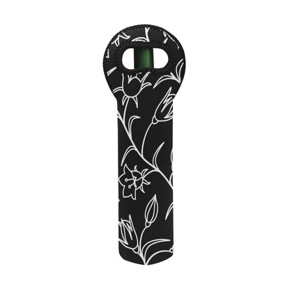 Black And White Floral - Neoprene Wine Bag